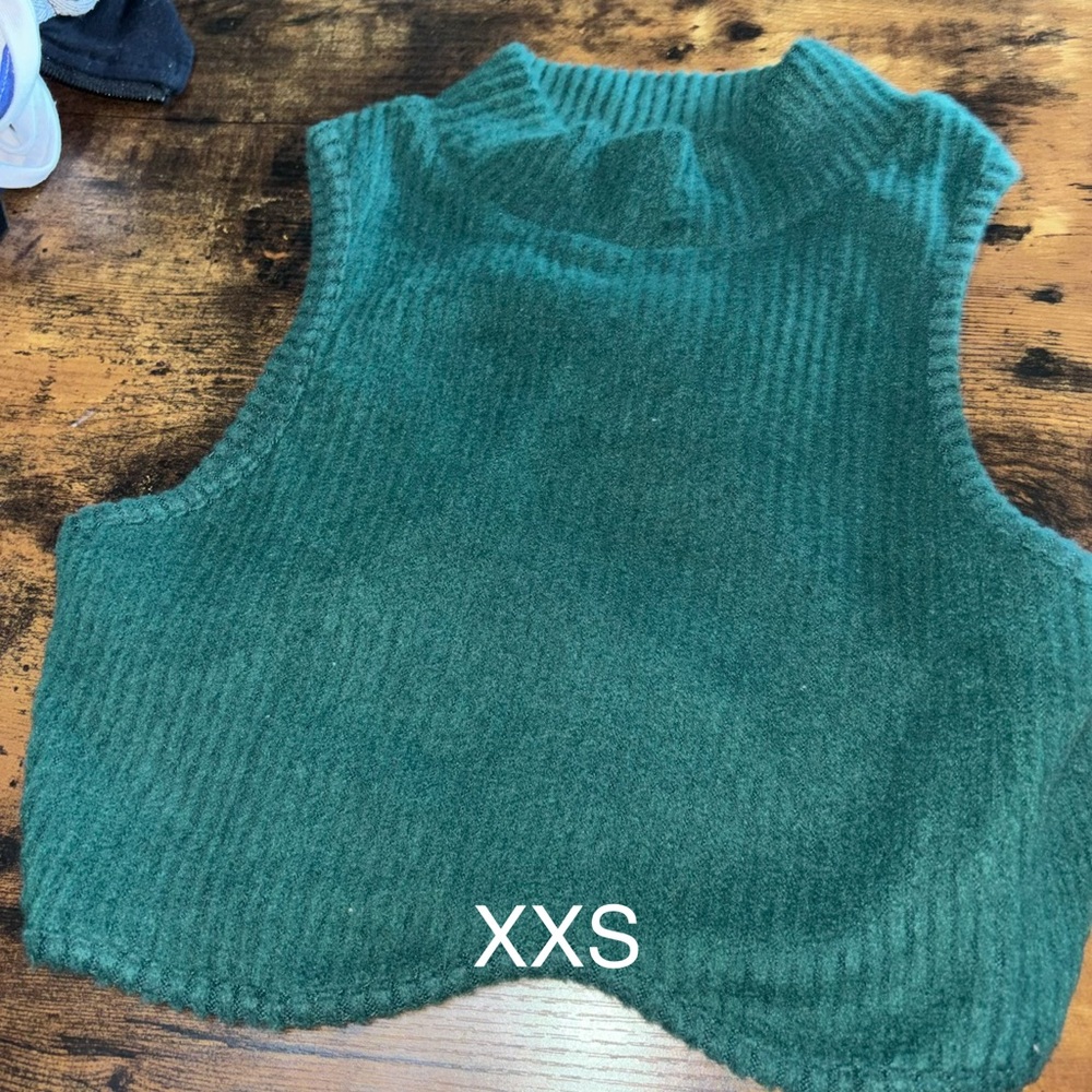 Green Sleeveless Knit Sweater Vest and a black American Eagle top XXS.